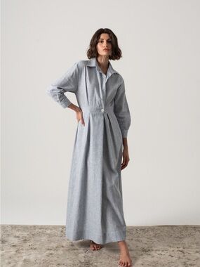 Luxmii Halvar Maxi Dress French Blue Stripe